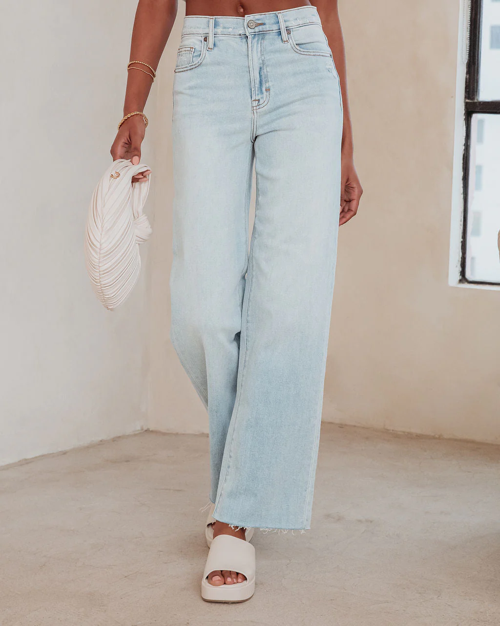 Logan High Rise Stretch Wide Leg Jeans