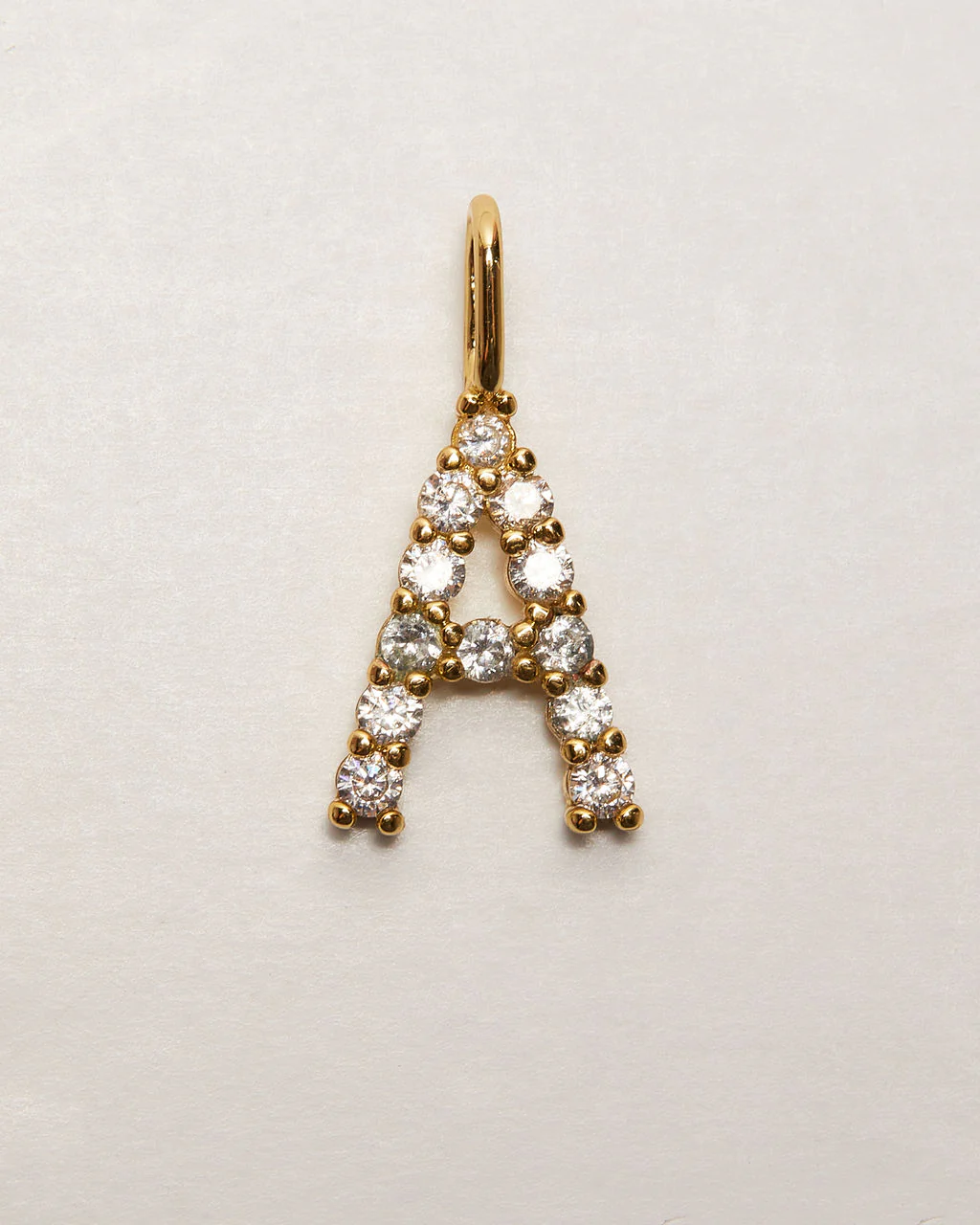 Initial Letter 14k Plated Rhinestone Charm