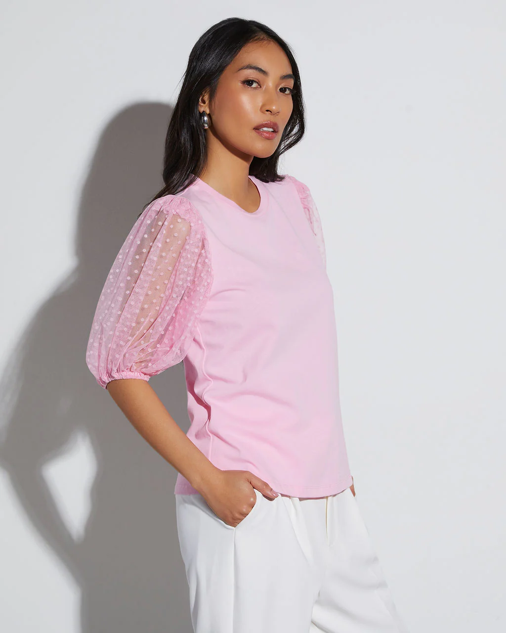Prim And Proper Tulle Puff Sleeve Top