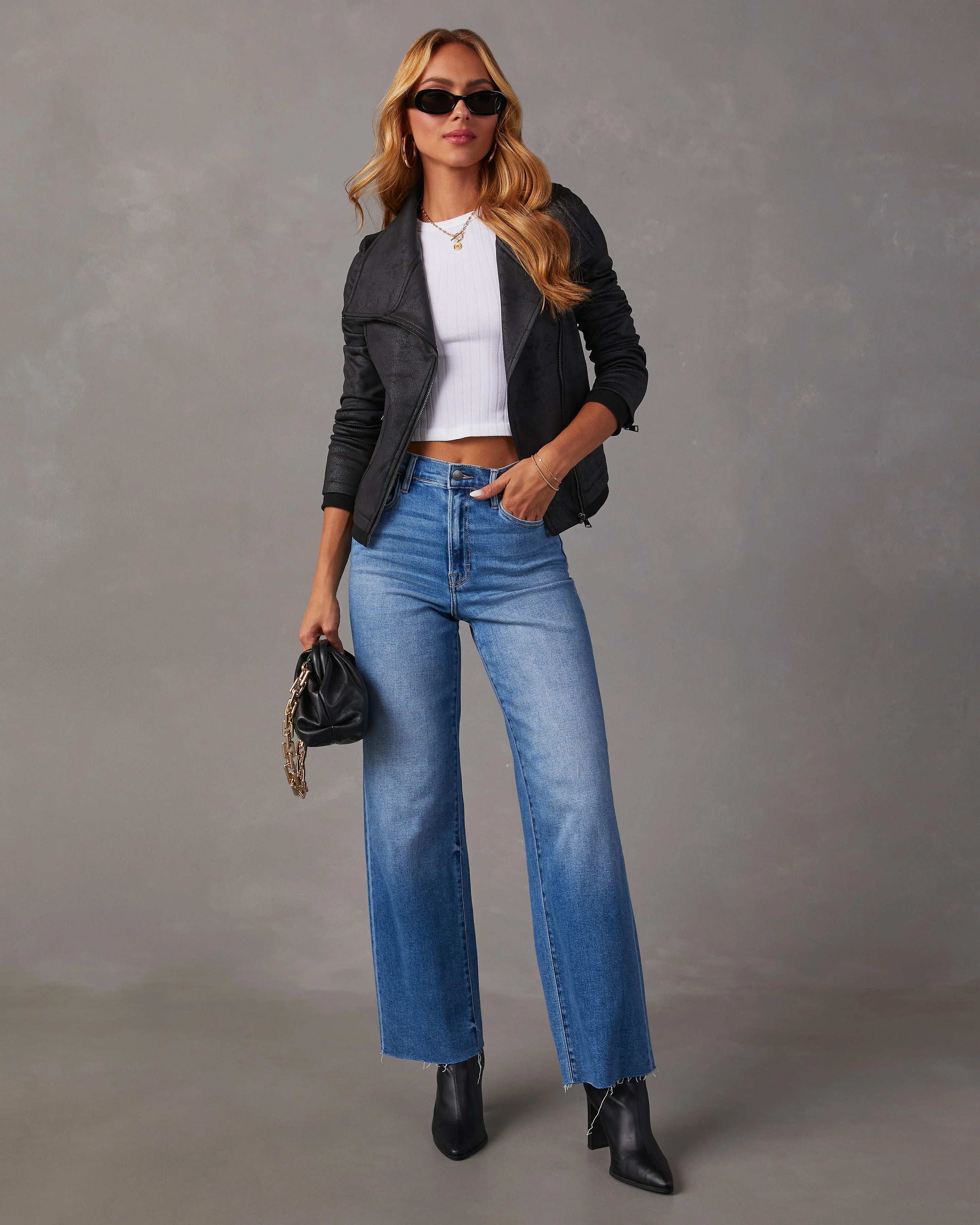 Slick Chick Coated Faux Leather Moto Jacket