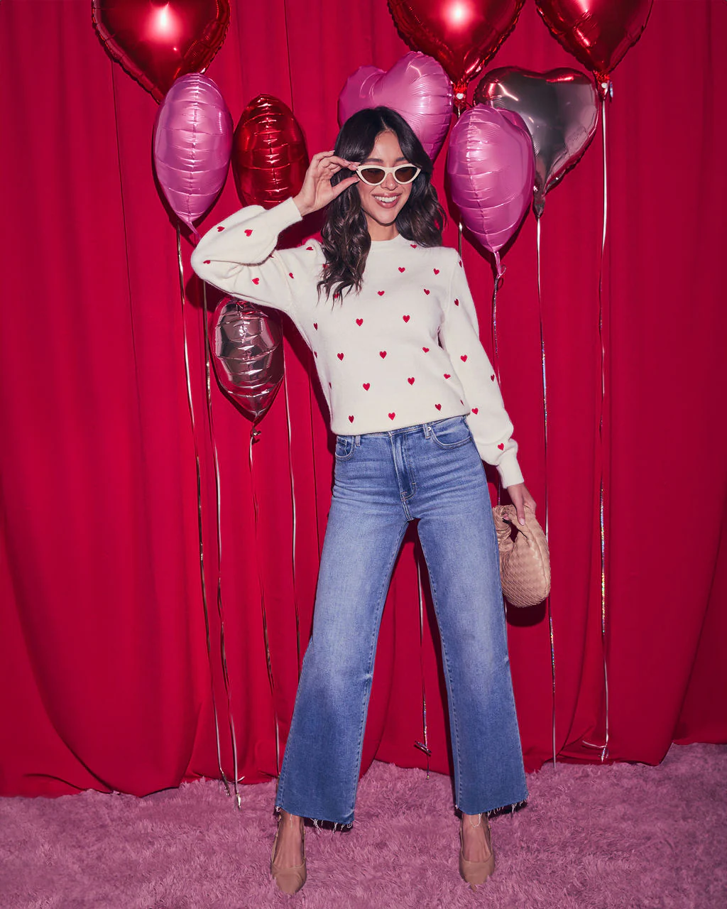 Lots To Love Embroidered Mini Heart Sweater