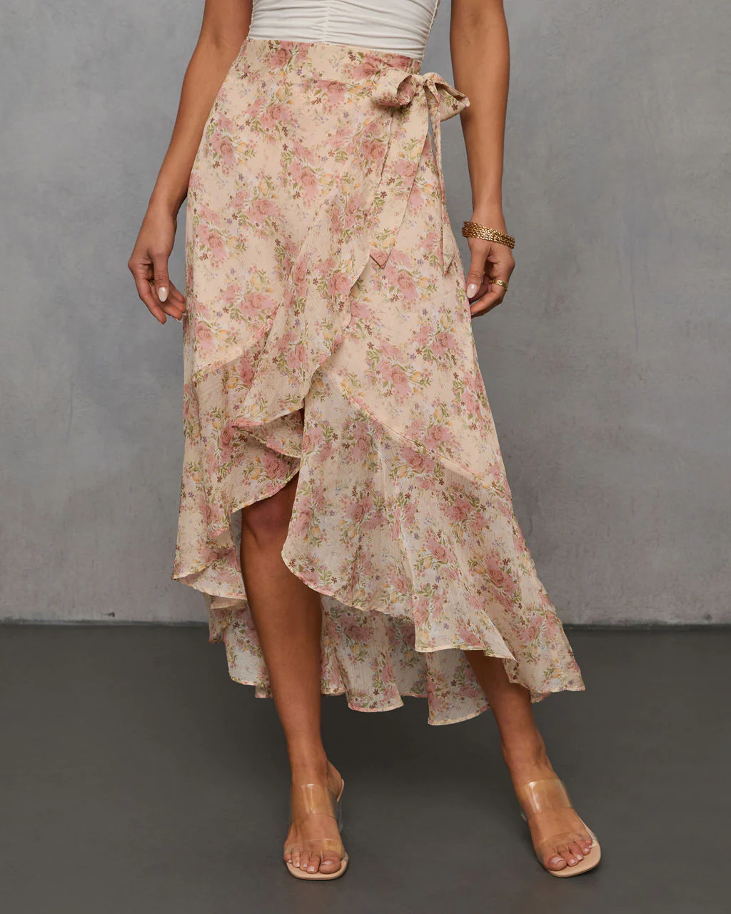 Wildly Radiant Floral Chiffon Wrap Skirt