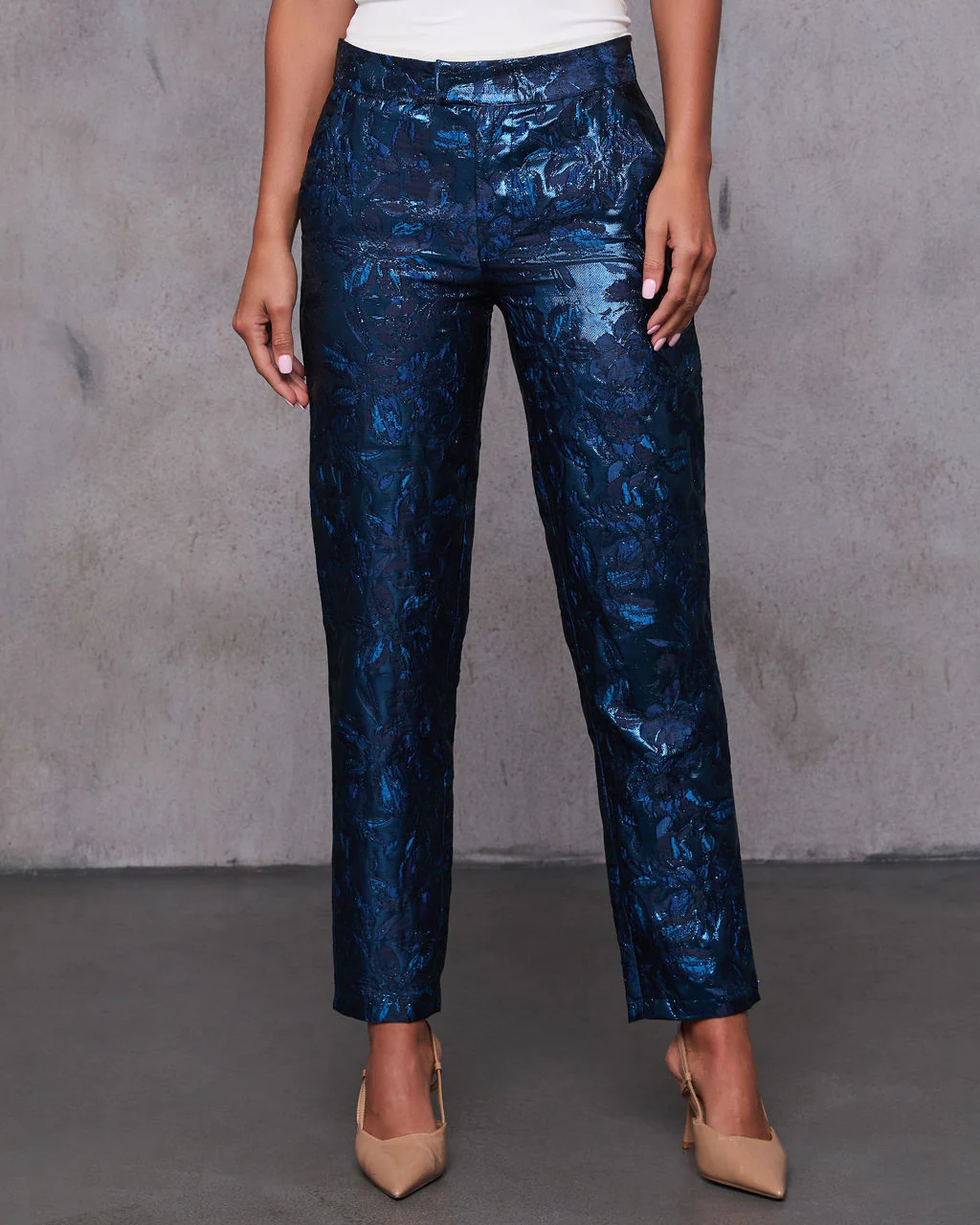 Come Away With Me Floral Jacquard Pants
