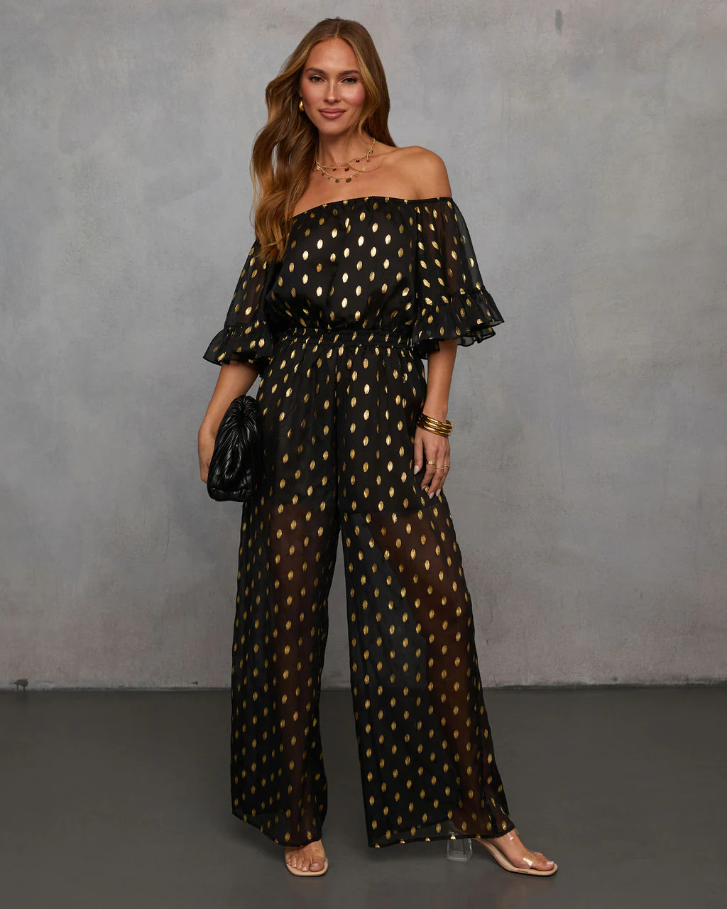 Heartfelt Chiffon Off Shoulder Jumpsuit