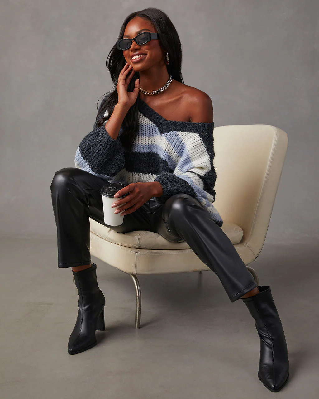 Knowles Oversized Striped Knit Pullover Sweater