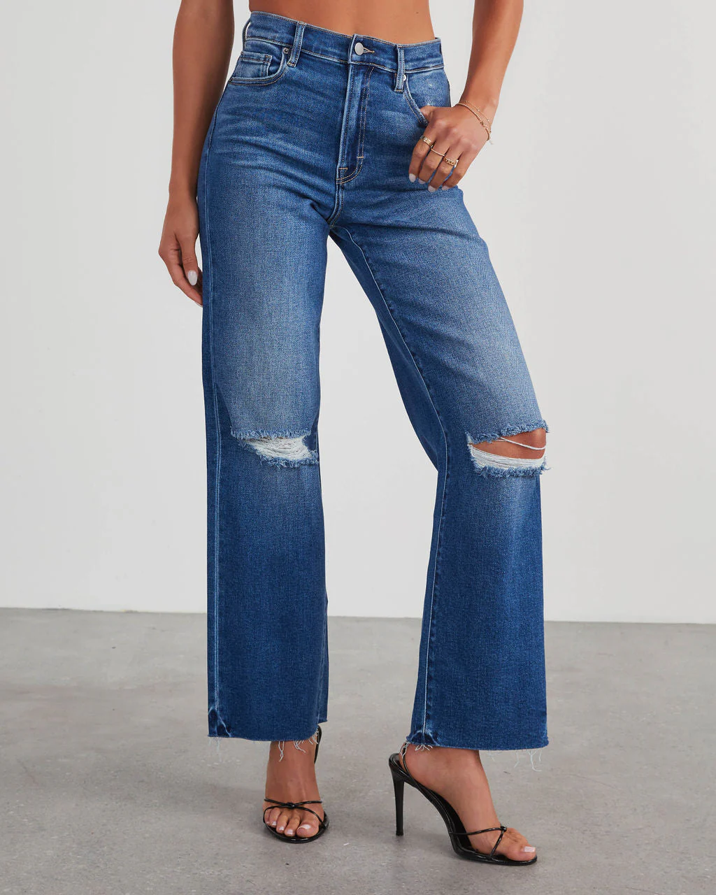 VICI Icon Distressed High Rise Straight Jeans