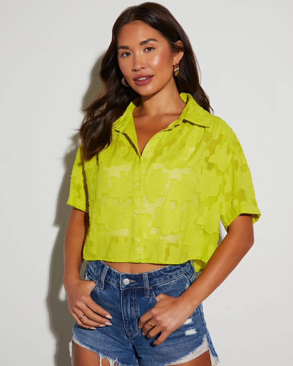 Jayla Cropped Short Sleeve Button Down