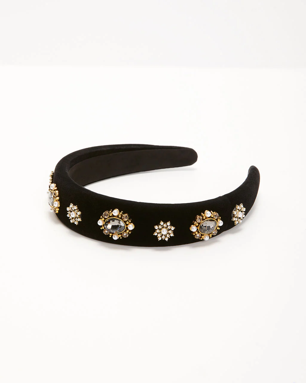Louetta Padded Rhinestone & Pearl Headband