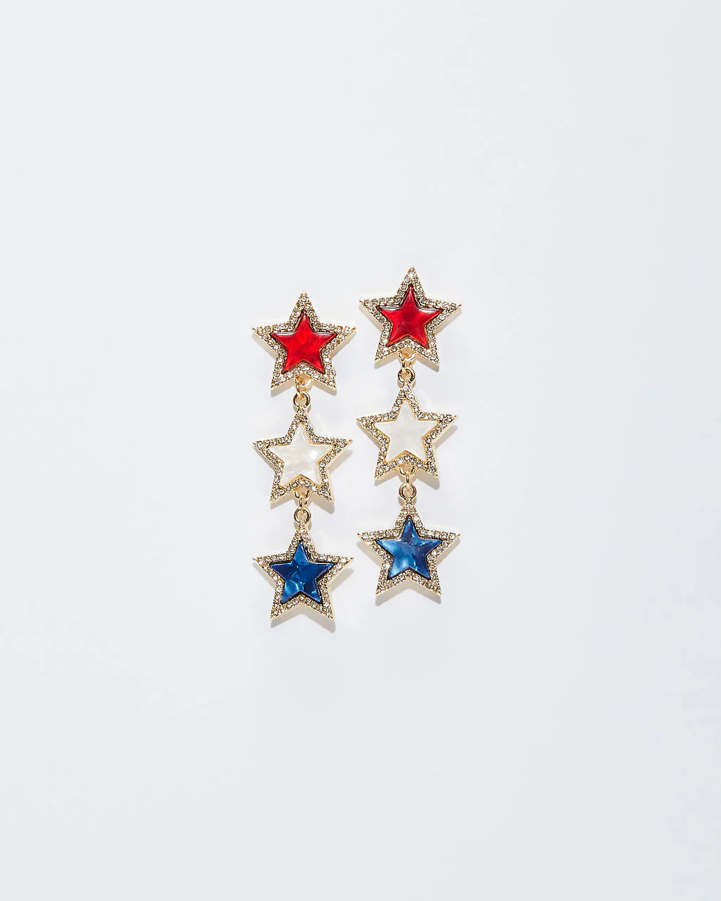 Patriotic Triple Star Drop Earrings