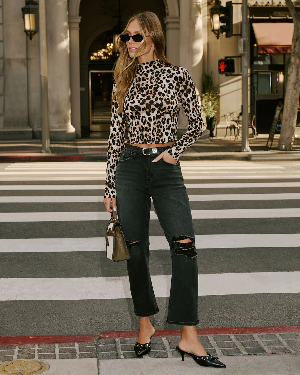 Giuliana Animal Print Mockneck Top