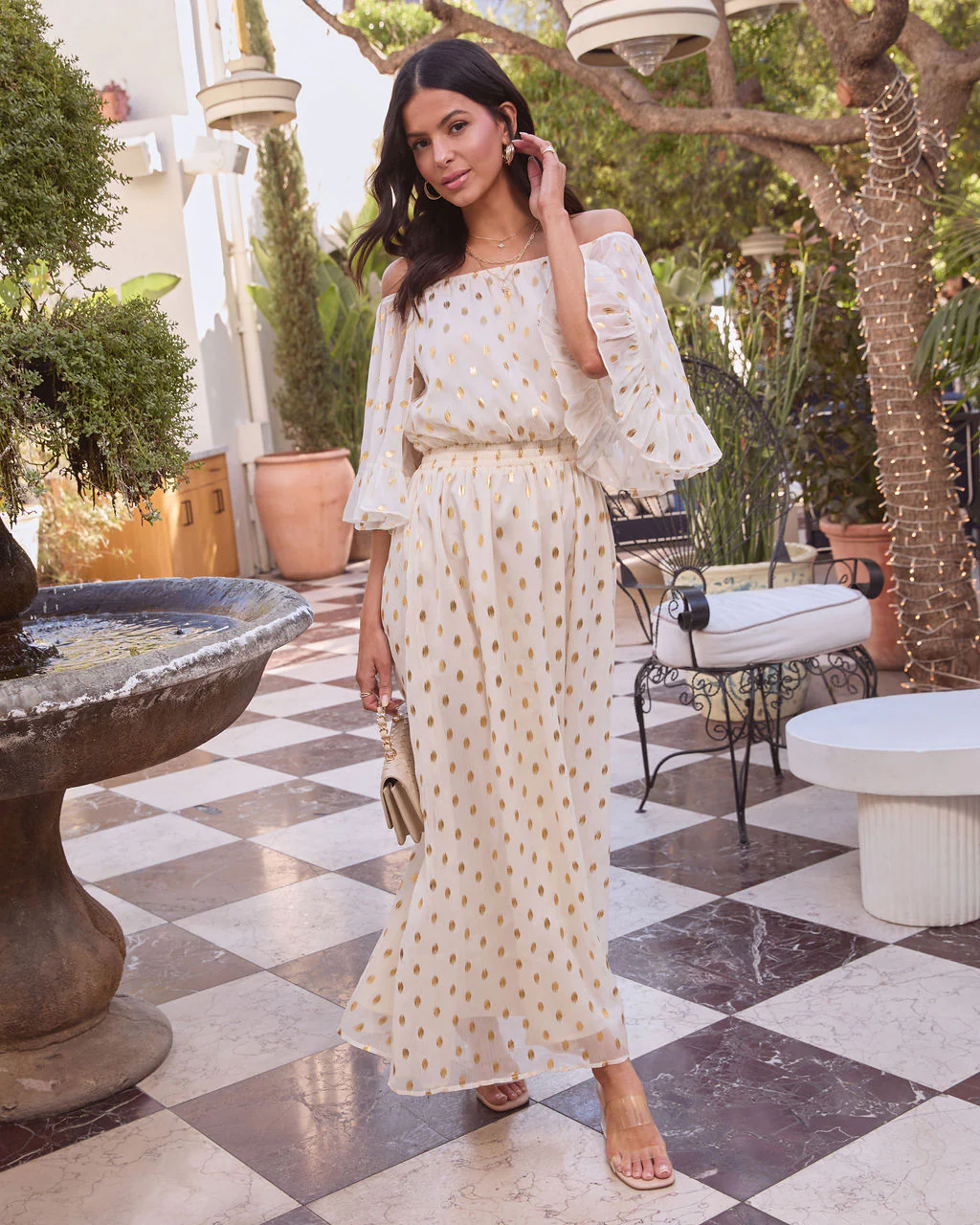 Parson Chiffon Off Shoulder Midi Dress