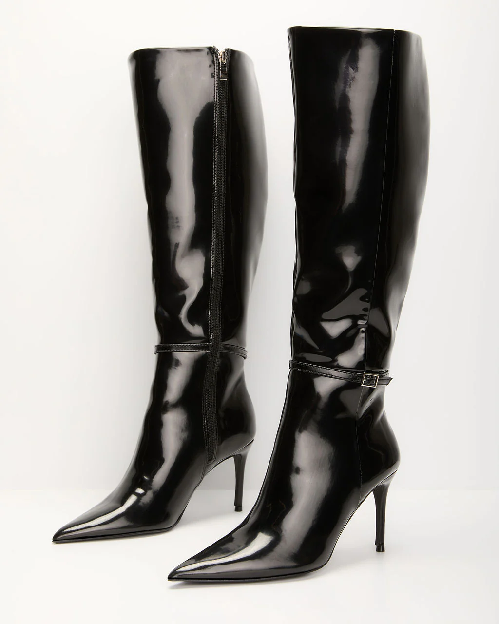 Violetta Patent Leather Heeled Knee High Boots