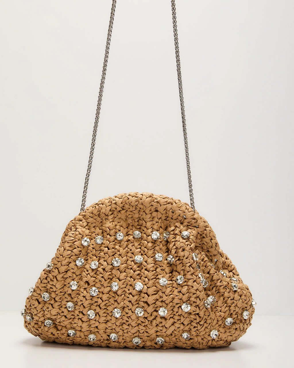 Seraphine Rhinestone Embellished Straw Clutch