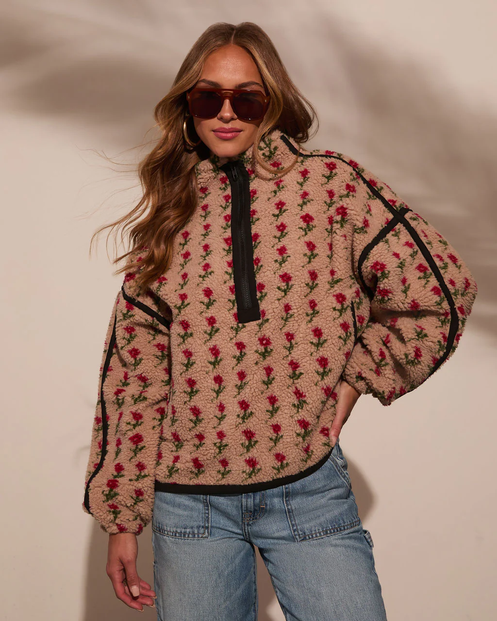 Pauleen Floral Quarter Zip Sweatshirt