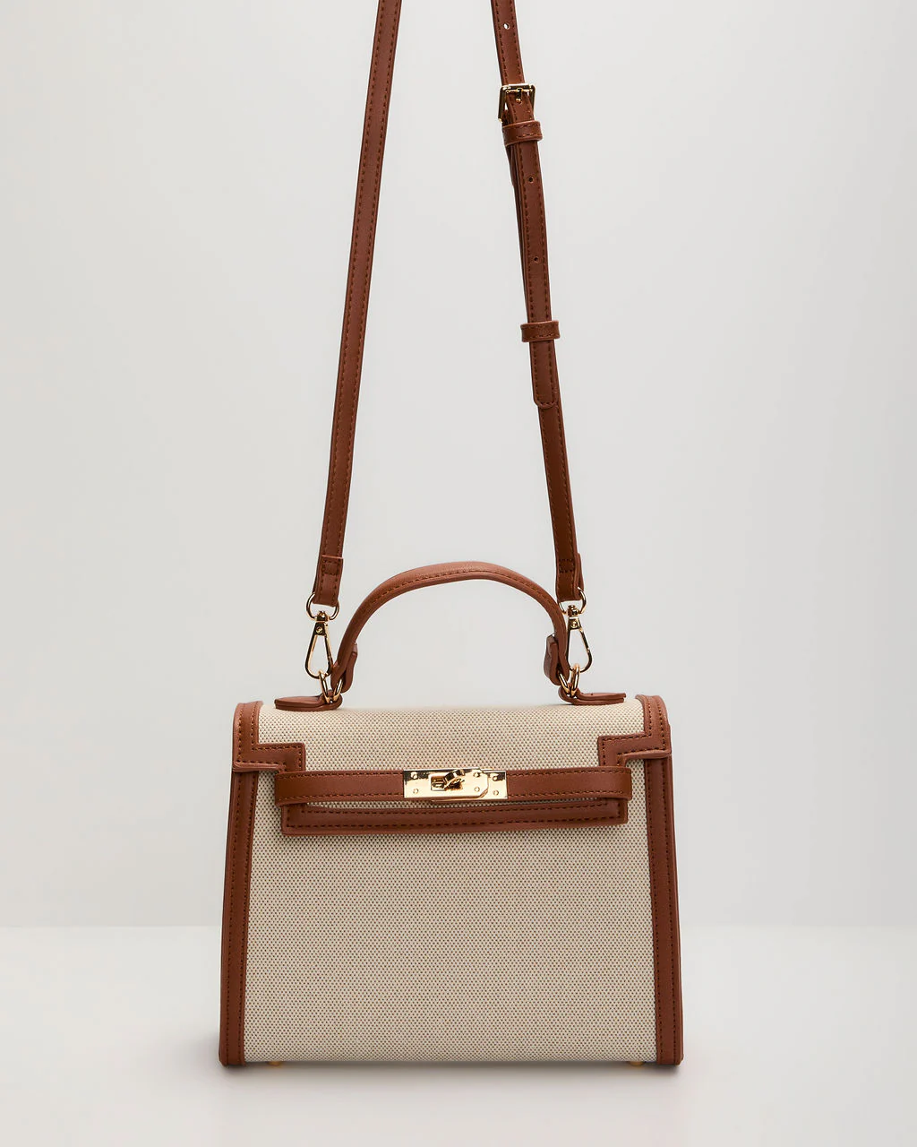 Izabella Contrast Trim Canvas Top Handle Bag