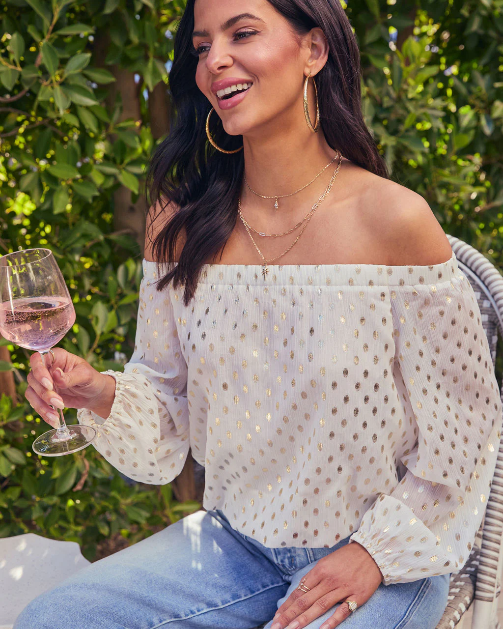 Loves Match Off The Shoulder Polka Dot Top