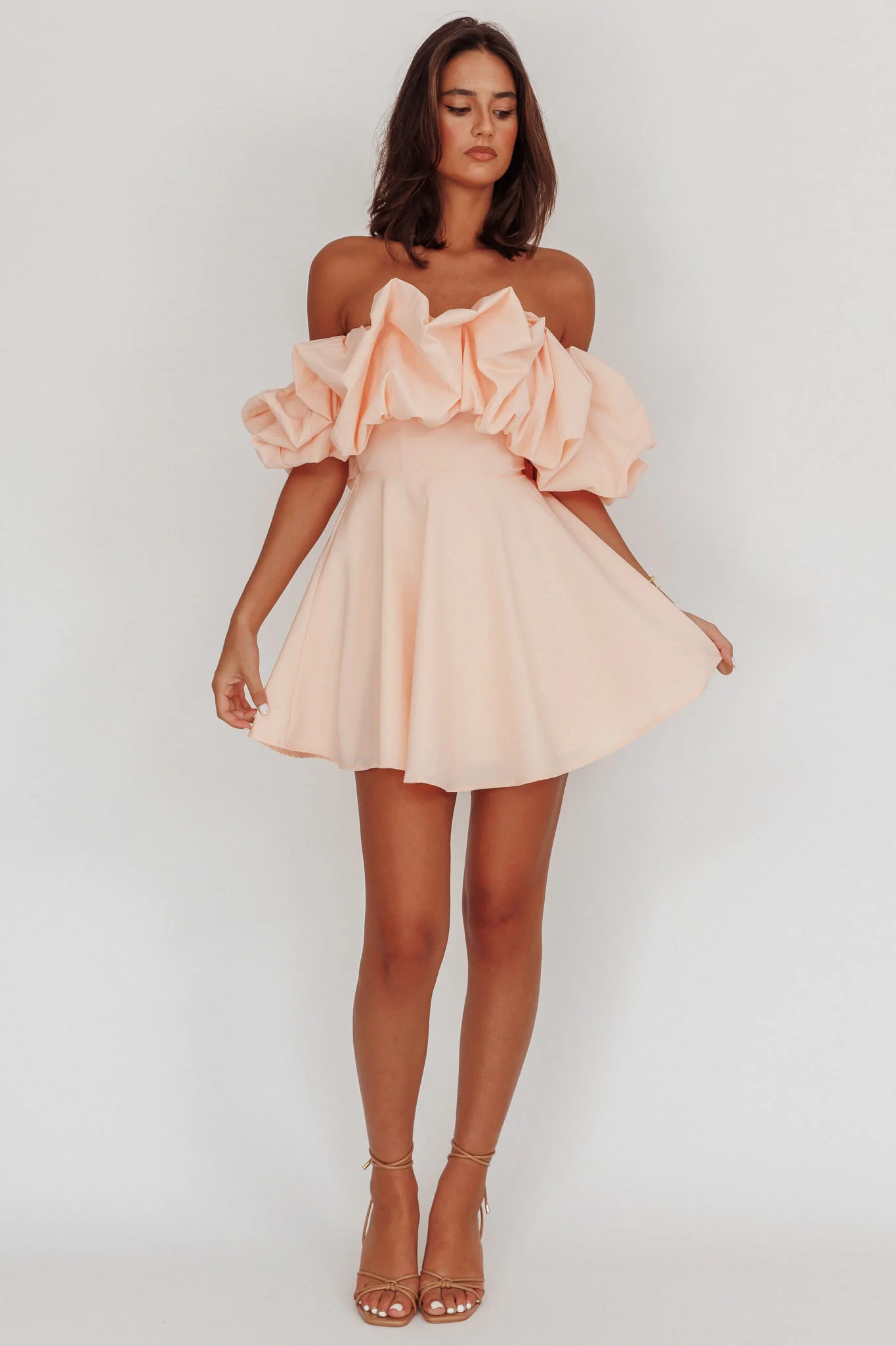 Kailynn Off-Shoulder A-Line Mini Dress Blush