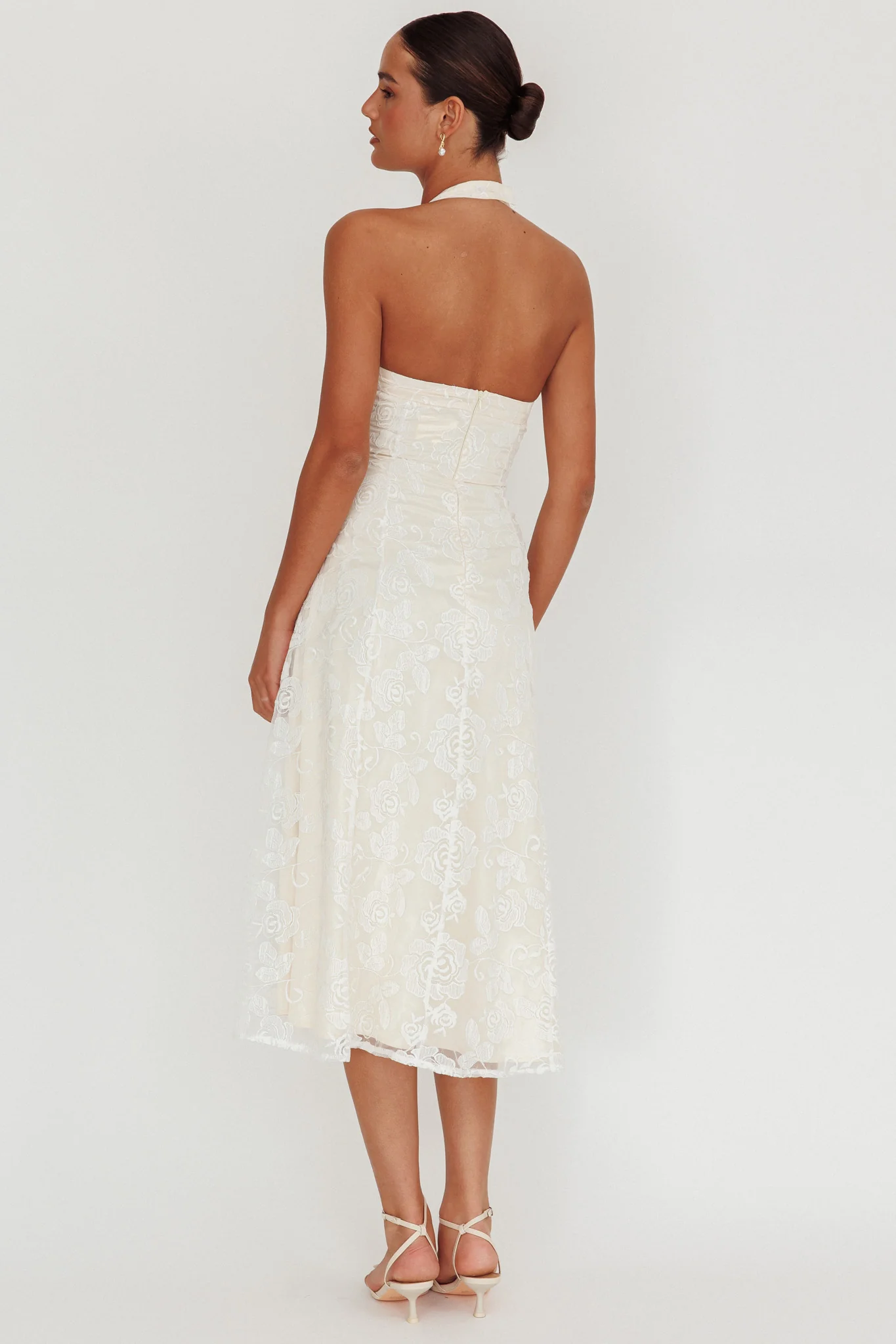 Elliott A-Line Halter Neck Midi Dress White