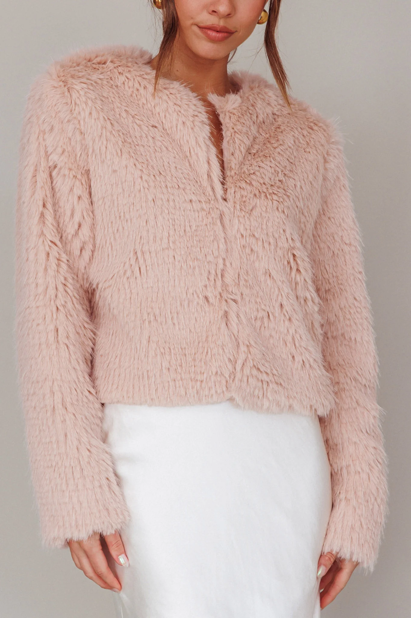London Day Faux Fur Jacket Blush