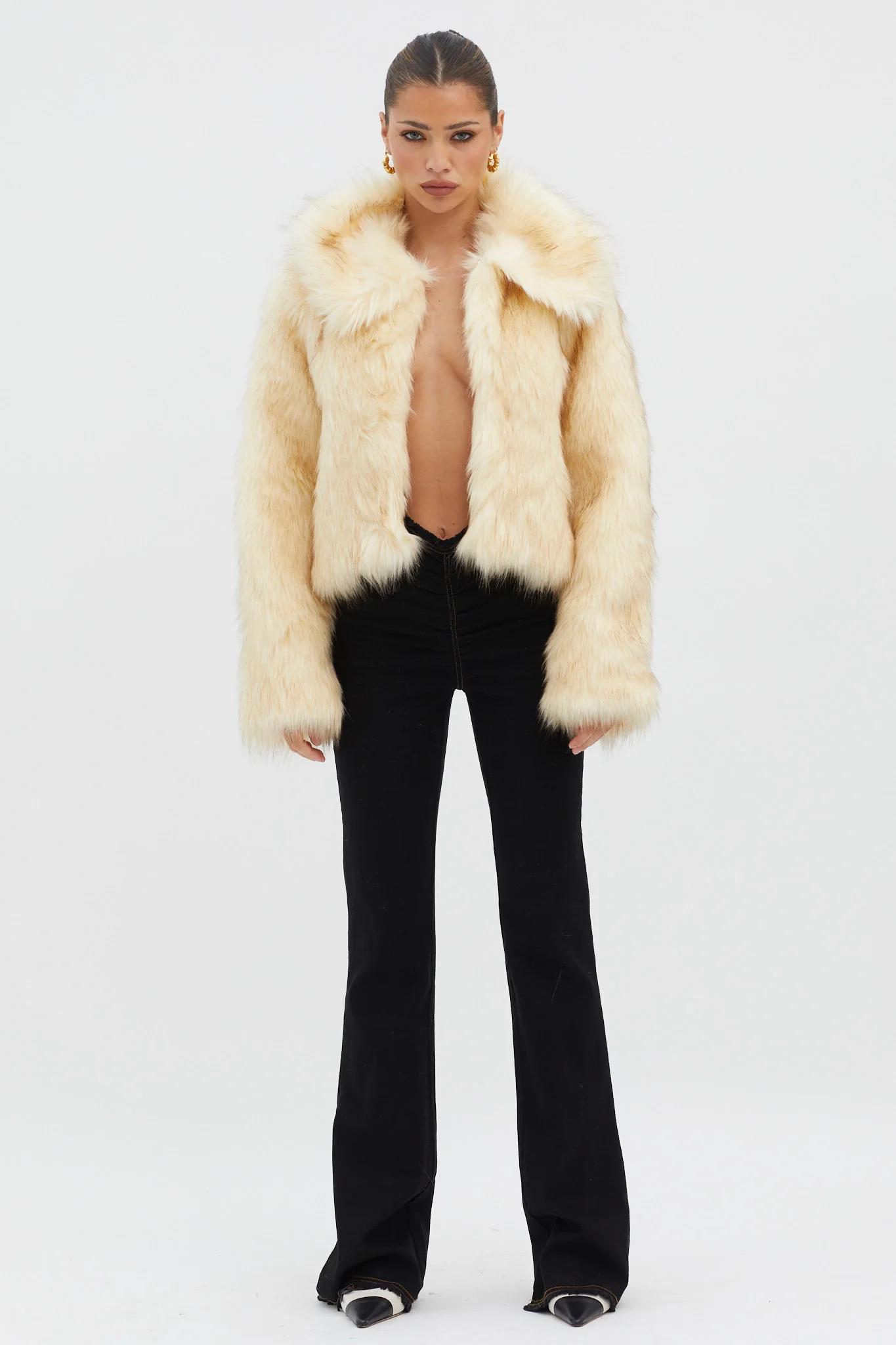 Nordic Faux Fur Collared Jacket Cream