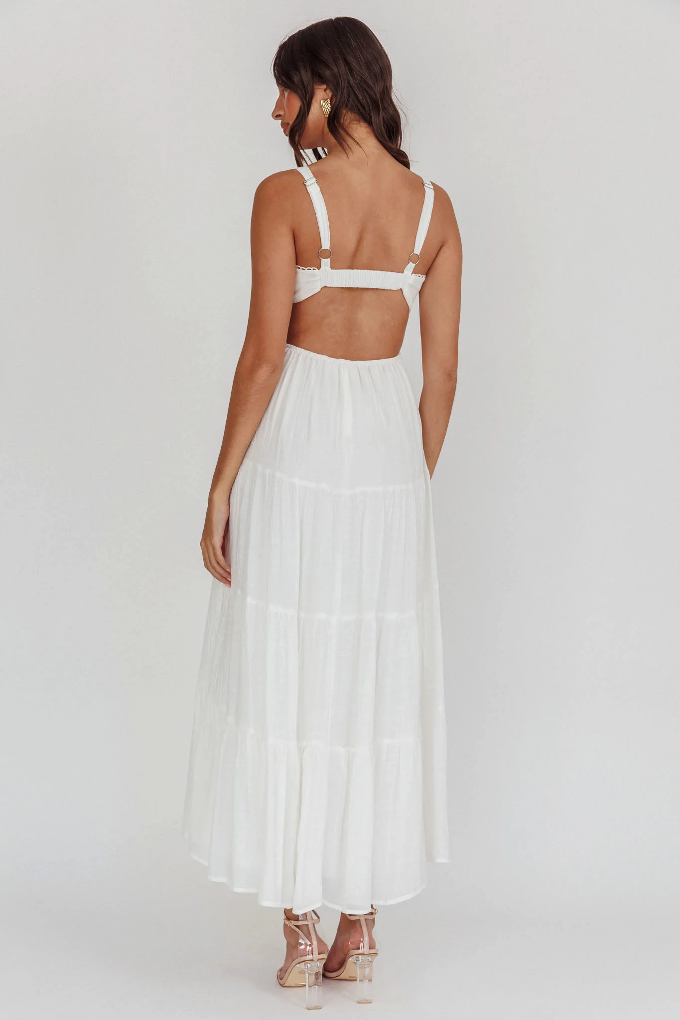 Neptune Cut Out Back A-Line Maxi Dress White
