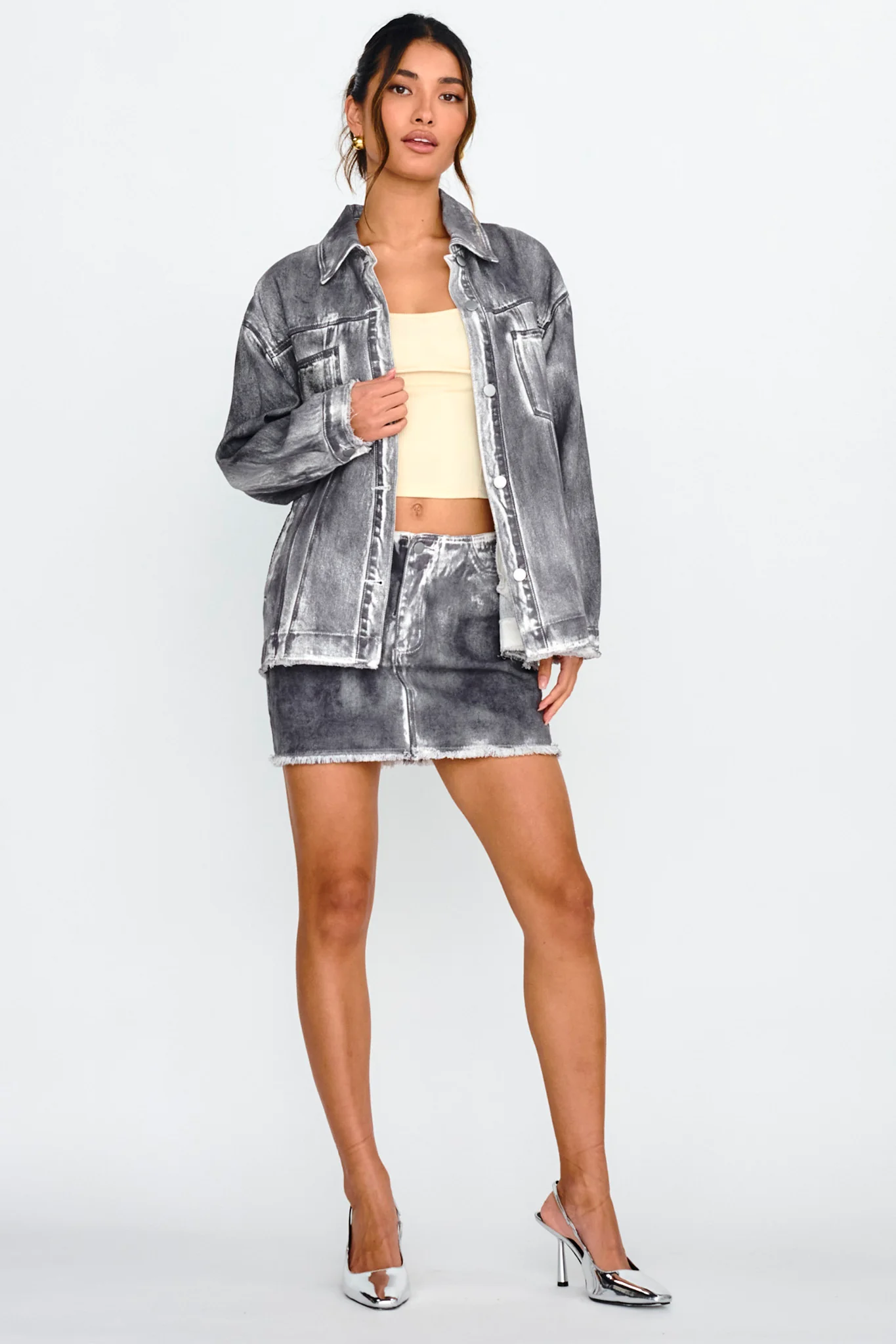 Decoy Distressed Jean Jacket Black/White