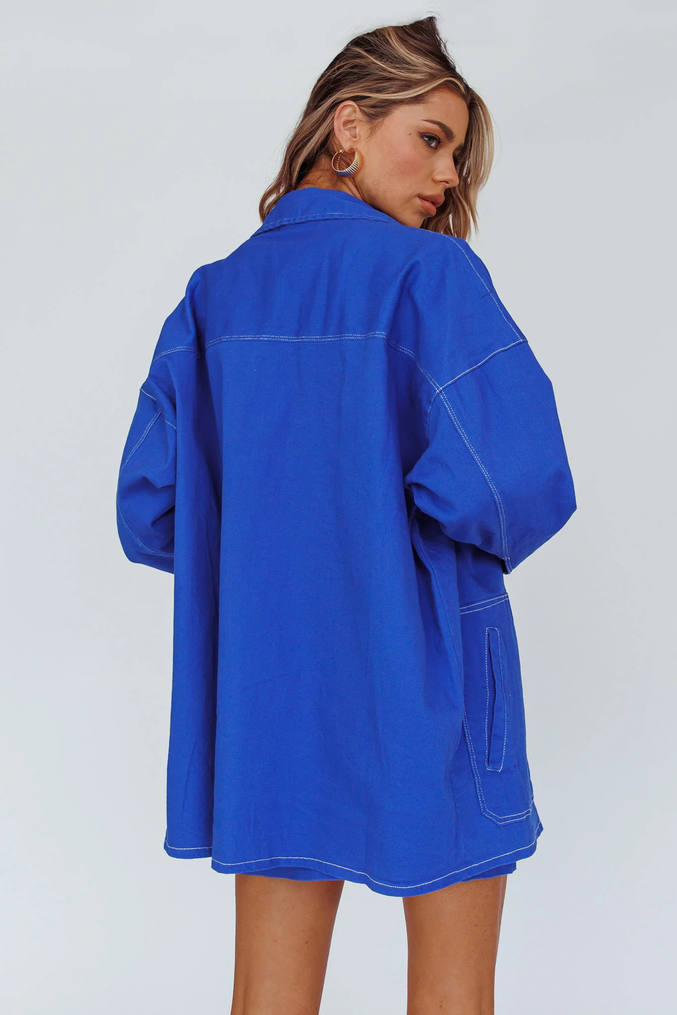 Back Row Oversized Pocket Jacket Blue