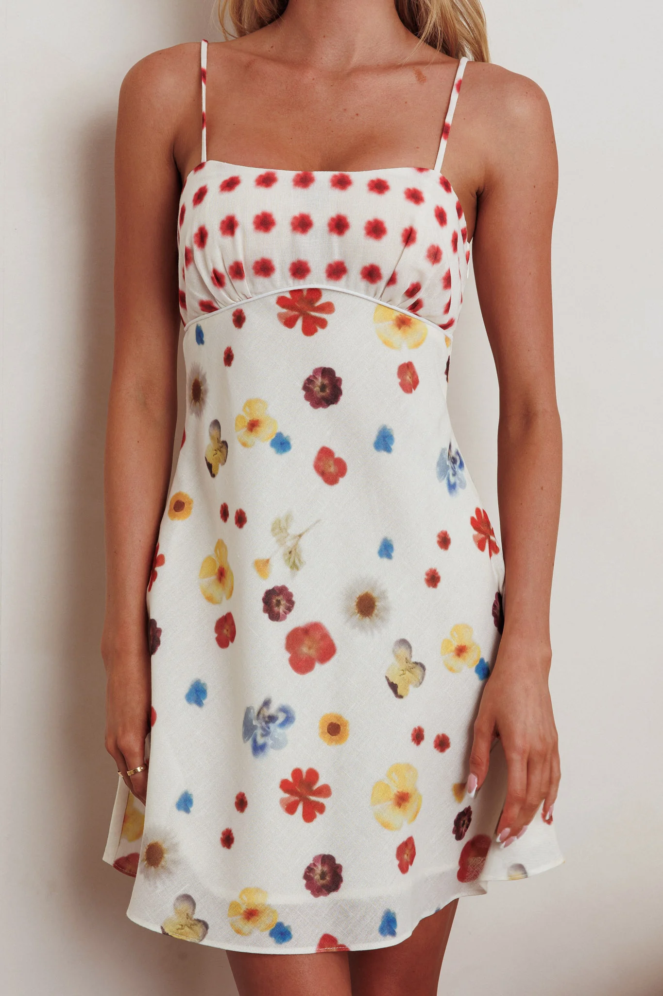 Fleur Sun Cami Strap Mini Dress Flowers Red