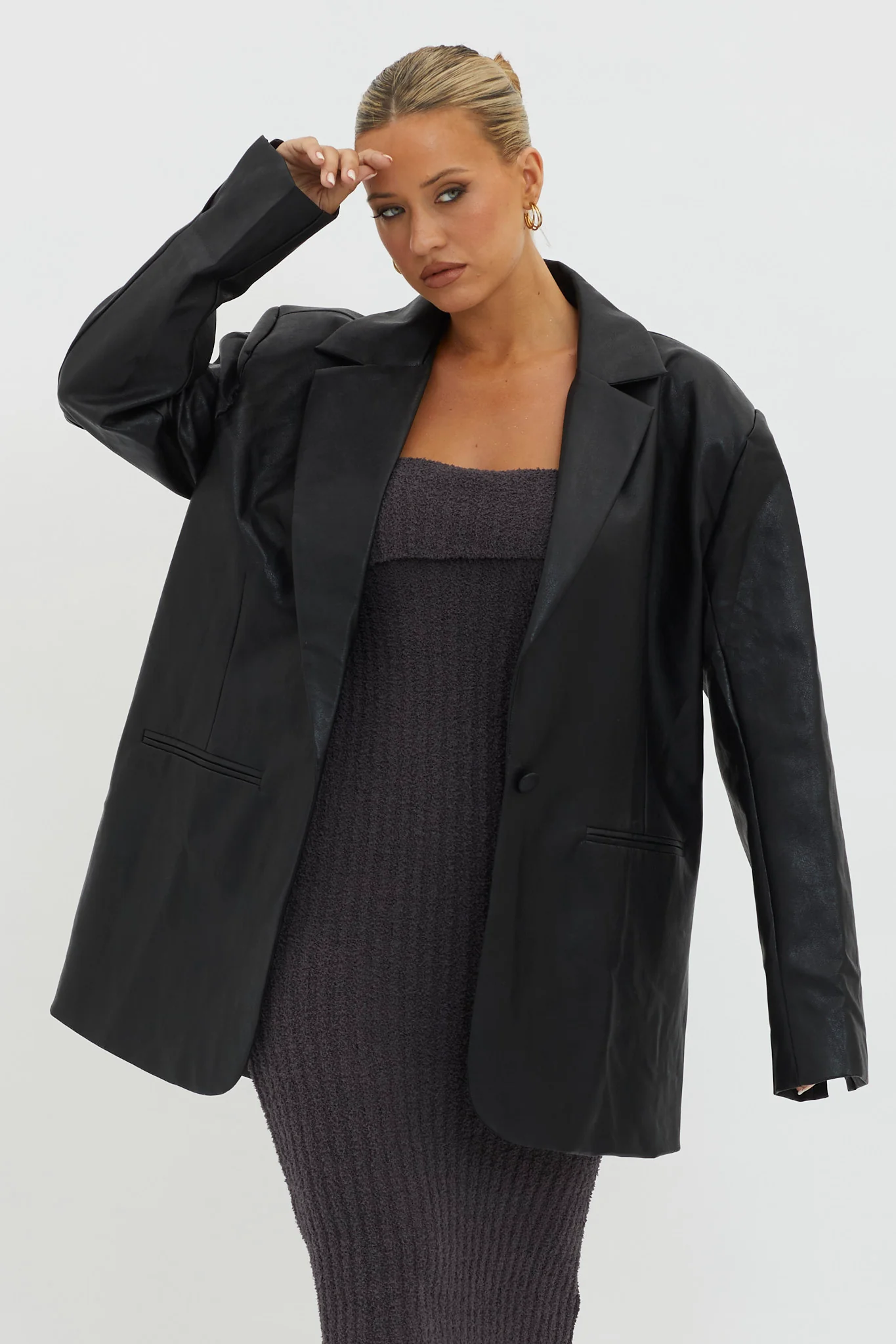 Luminate Oversized Coat Jacket Black