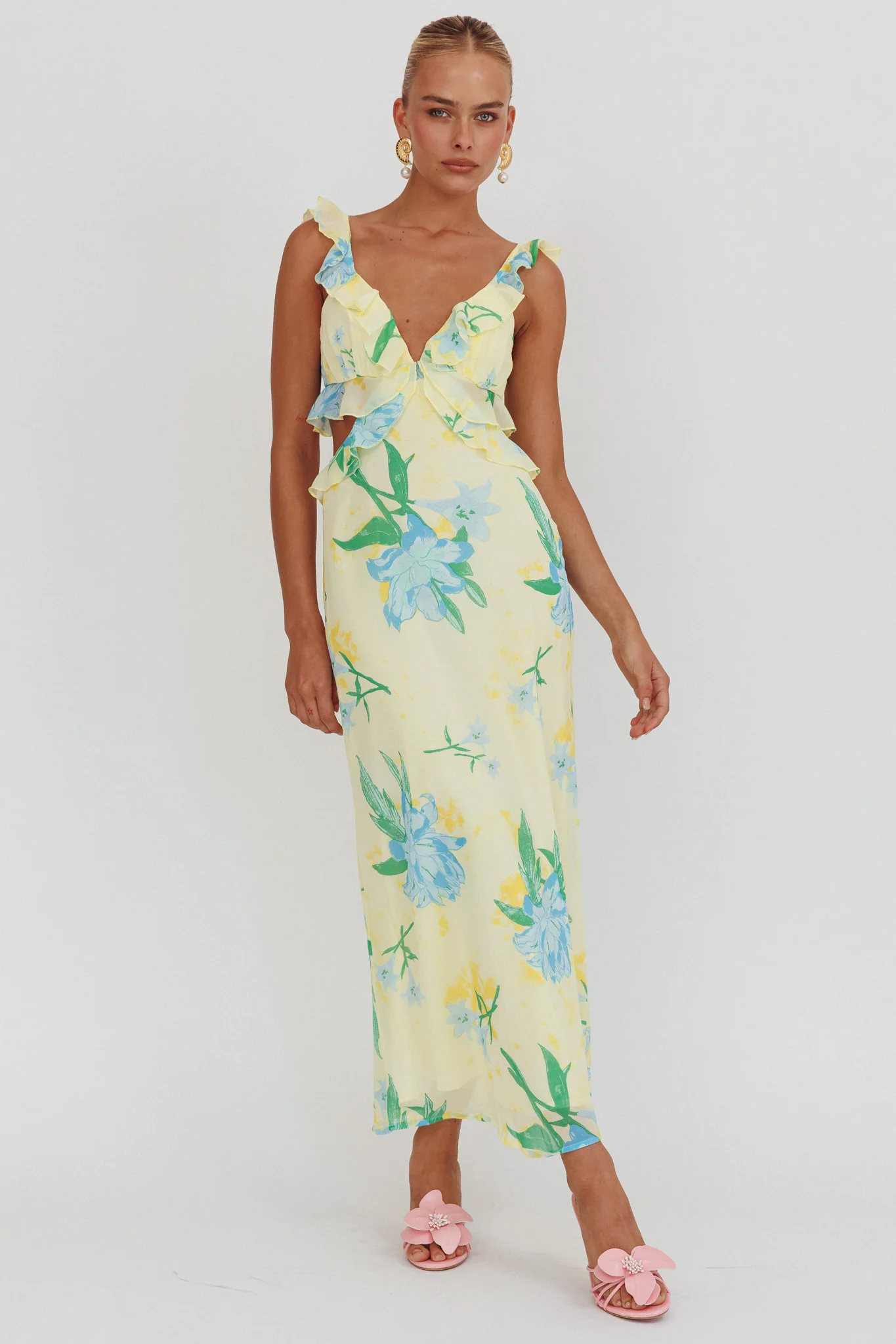 Second Chances Ruffle Trim Maxi Dress Lily Blue