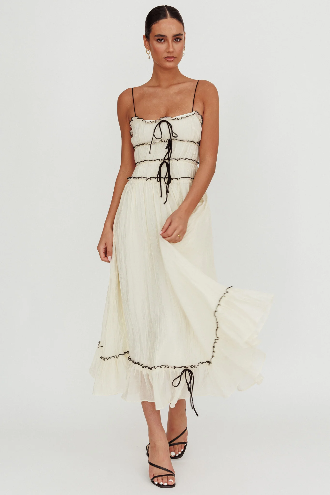 Maidens Tie Accent Maxi Dress Cream