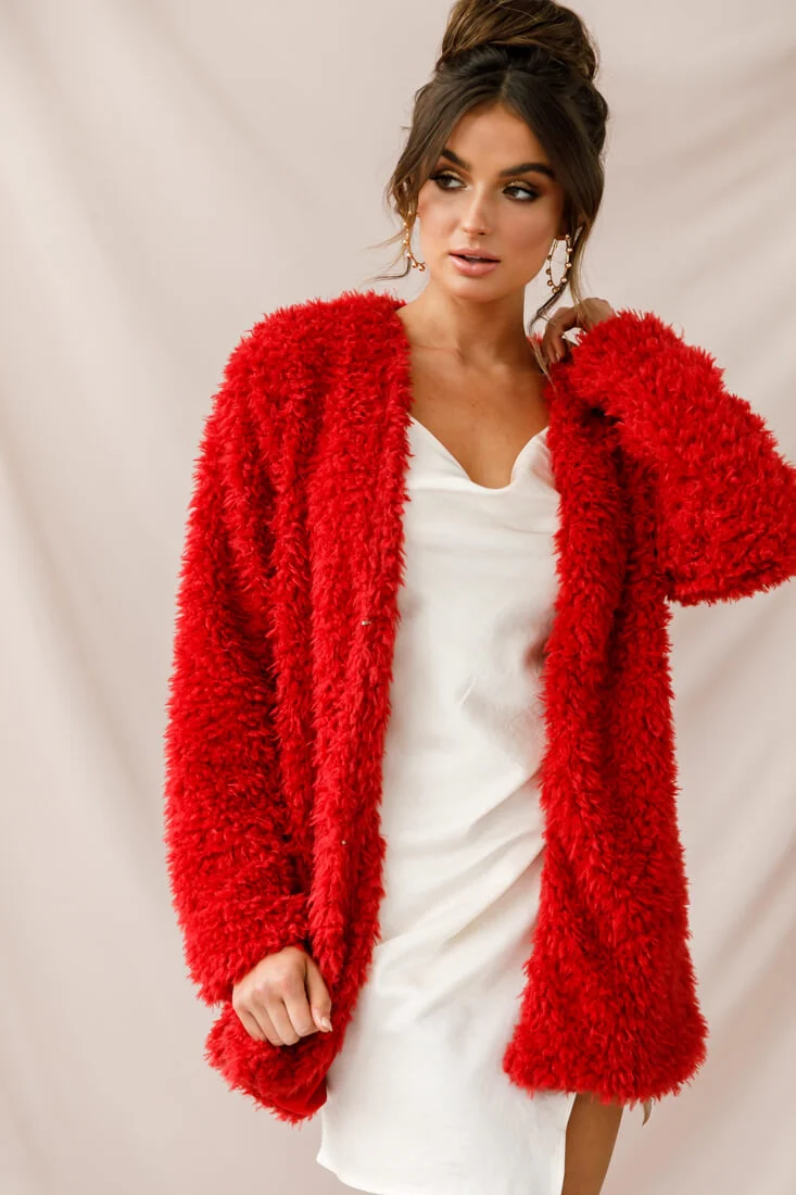 Ronan Fluffy Coat Red