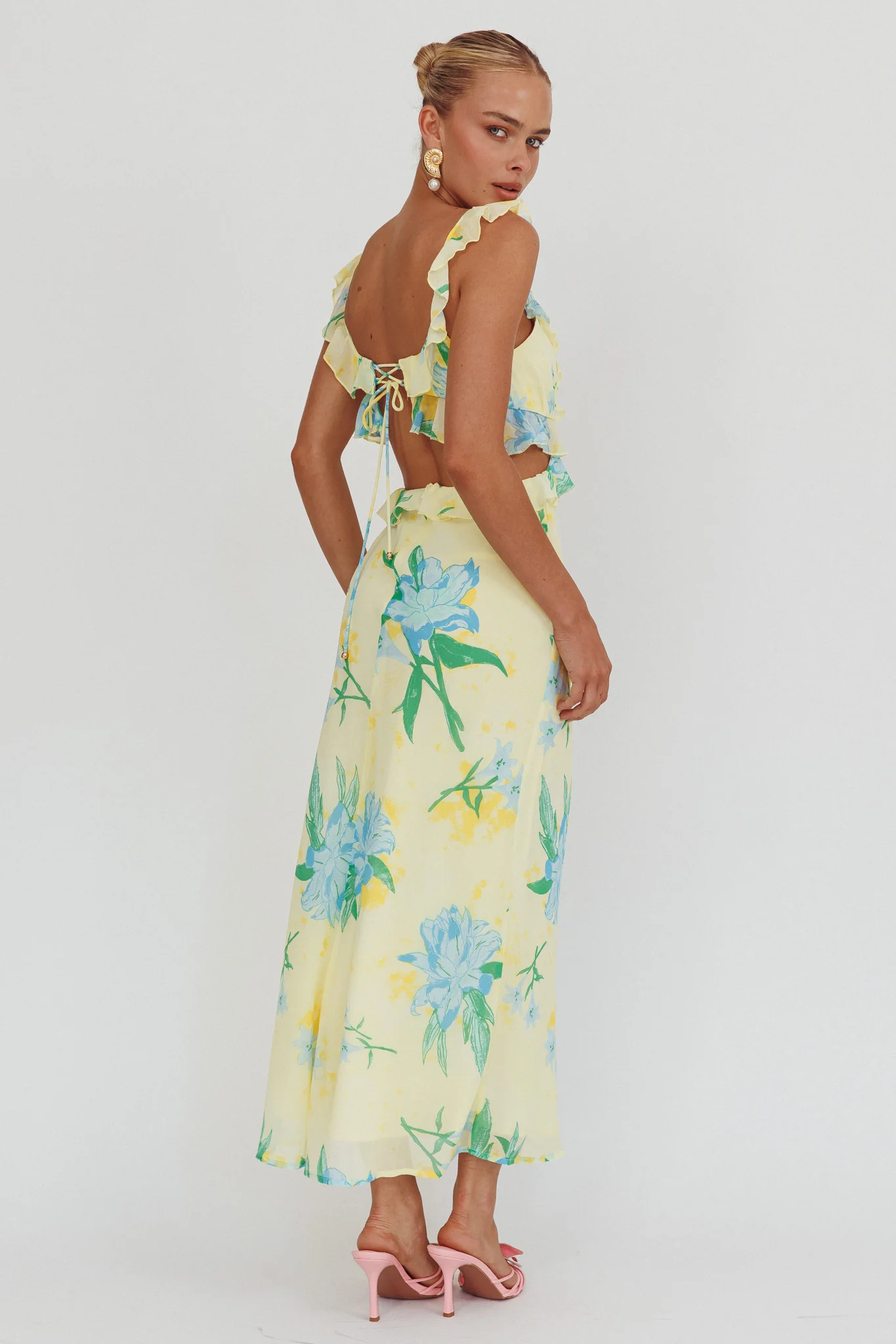 Second Chances Ruffle Trim Maxi Dress Lily Blue