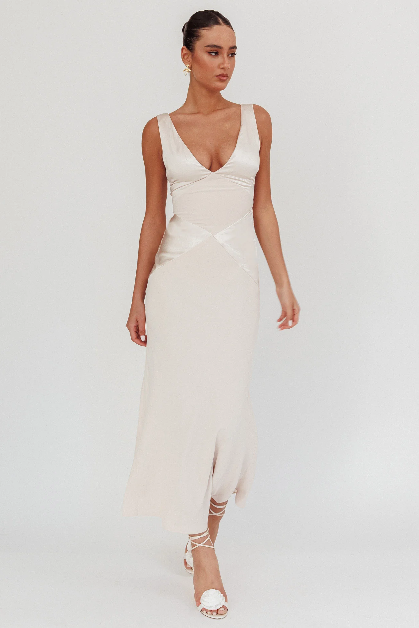 Soul Fire V-Neck Maxi Dress Champagne