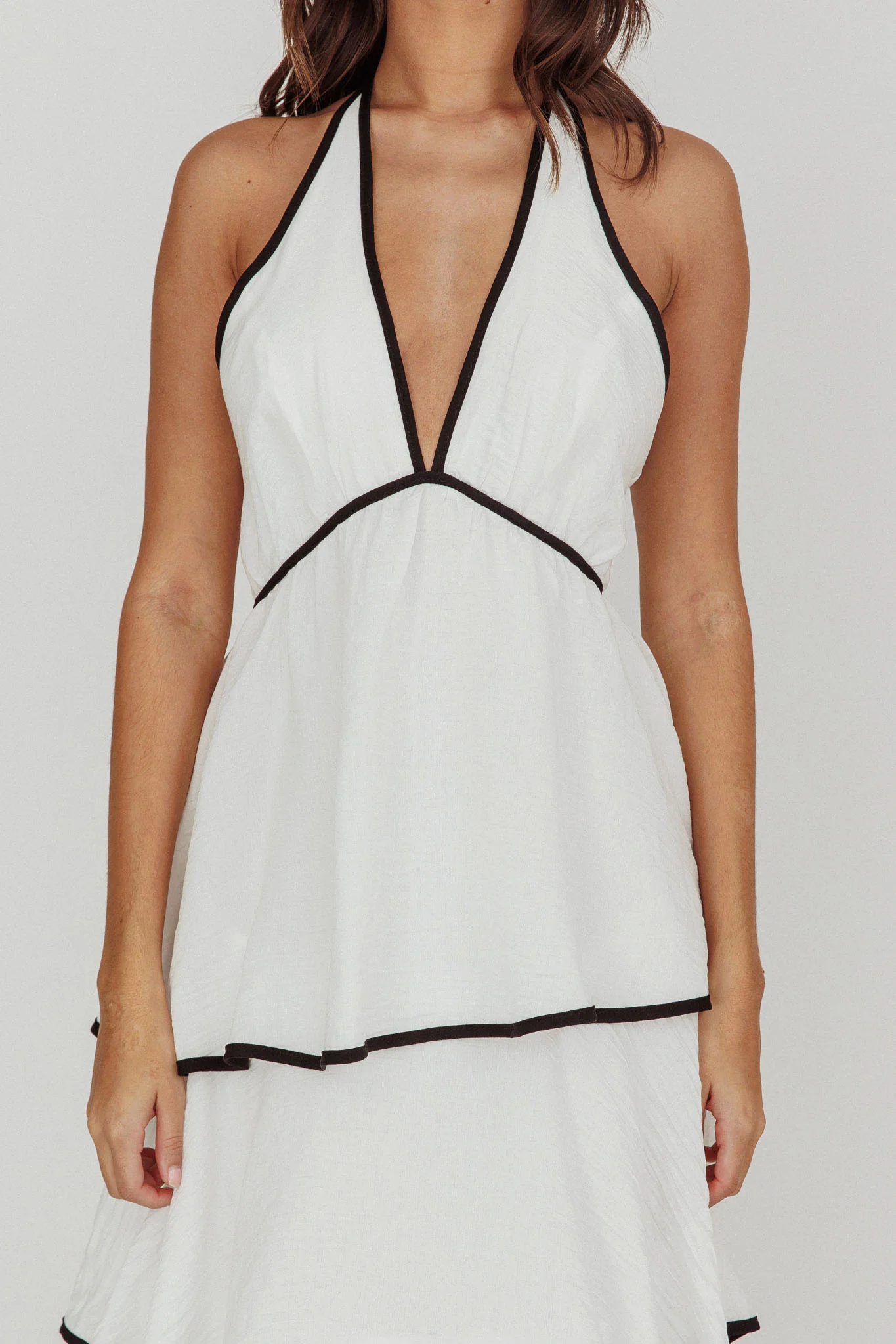 Catalina Tiered Ruffle Maxi Dress White/Black