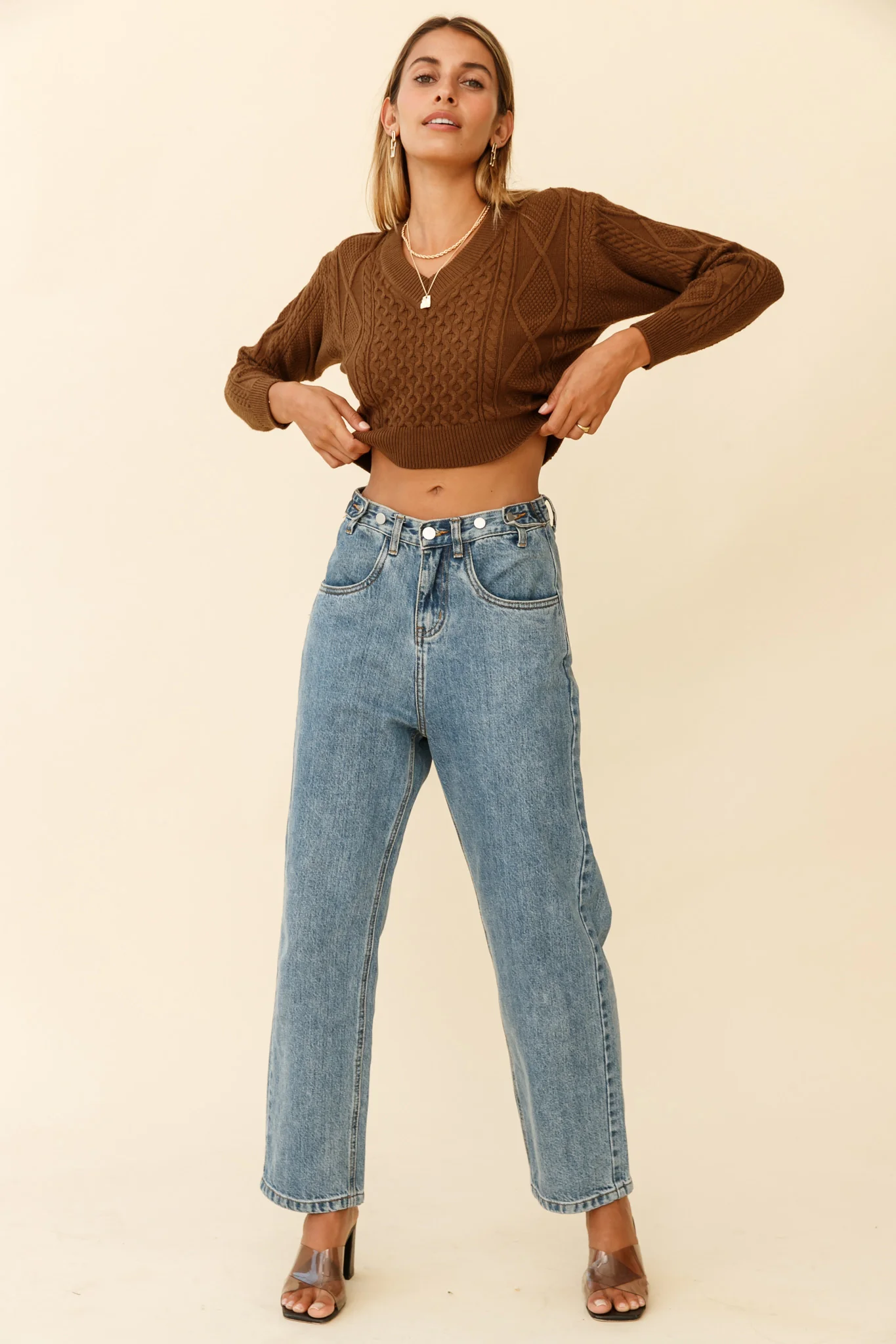 Dulce de Leche Long Sleeve Tie-Back Knit Sweater Olive