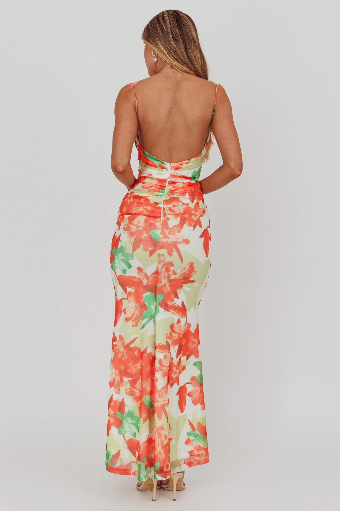 Odelia Sweetheart Mermaid Maxi Dress Print Red