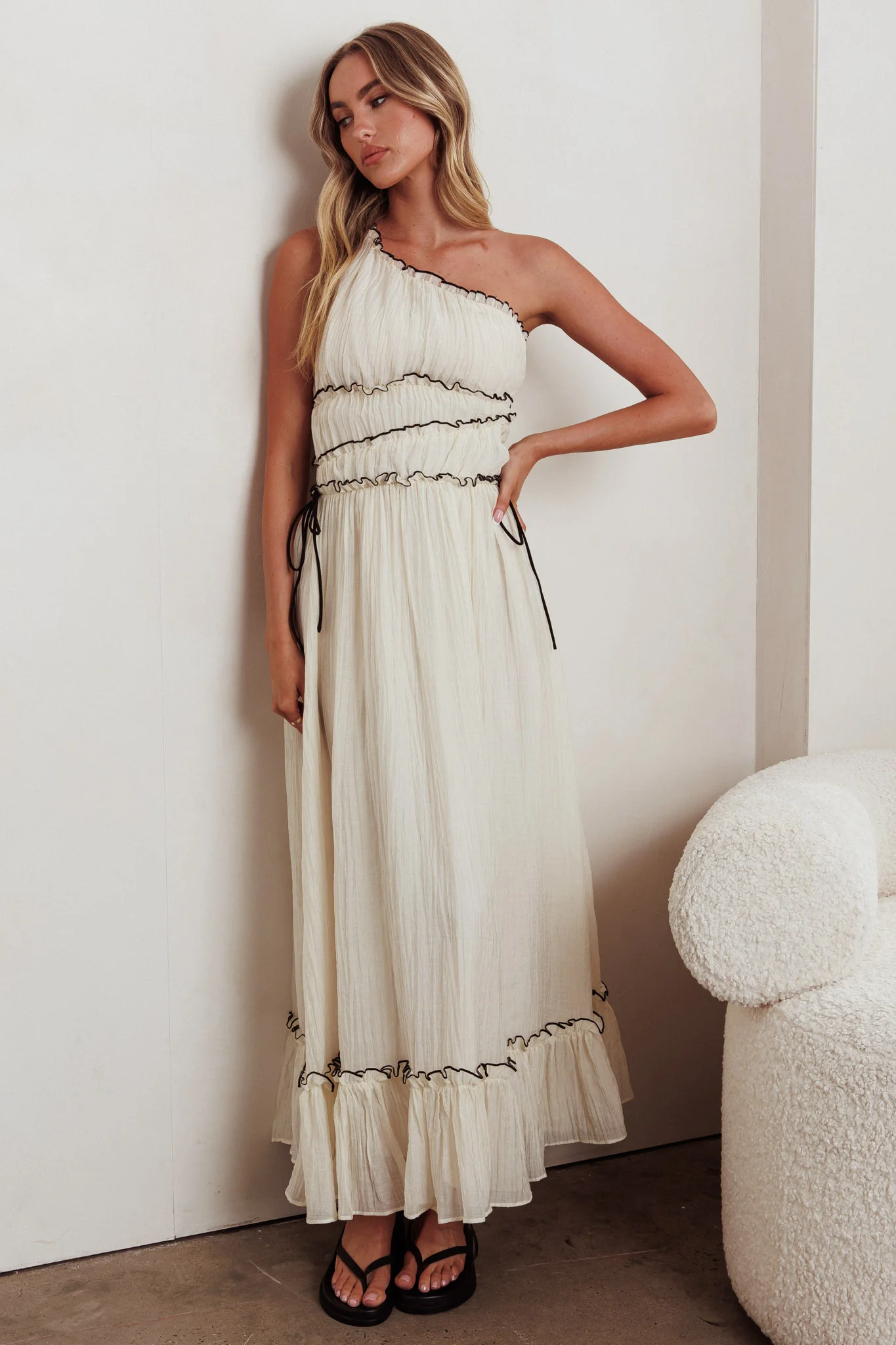 Ballad One-Shoulder Maxi Dress Cream