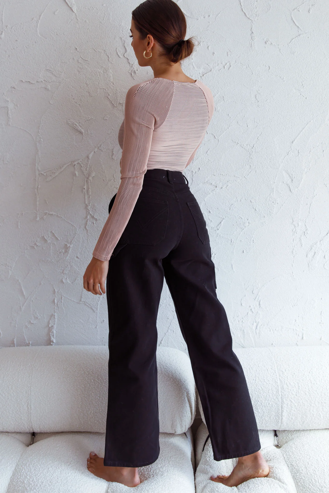 Villa Laguna Twist Bust Long Sleeve Crop Top Beige