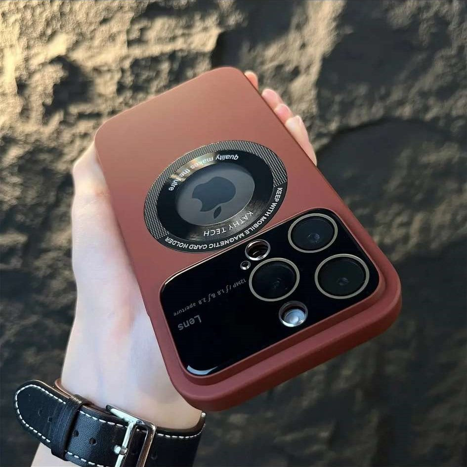 Matte Magsafing iphone case with big window camera protector