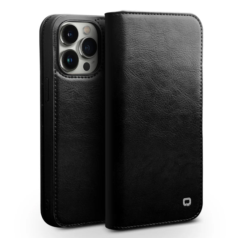 Genuine Leather Flip iPhone Case