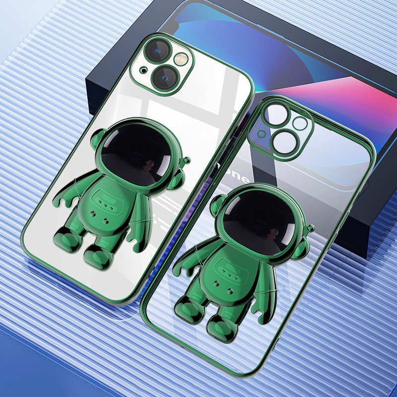 Astronaut Kickstand Transparent iPhone Case With Camera Protector