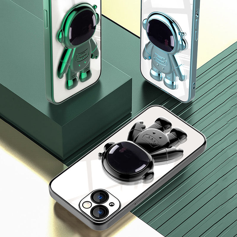 Astronaut Kickstand Transparent iPhone Case With Camera Protector