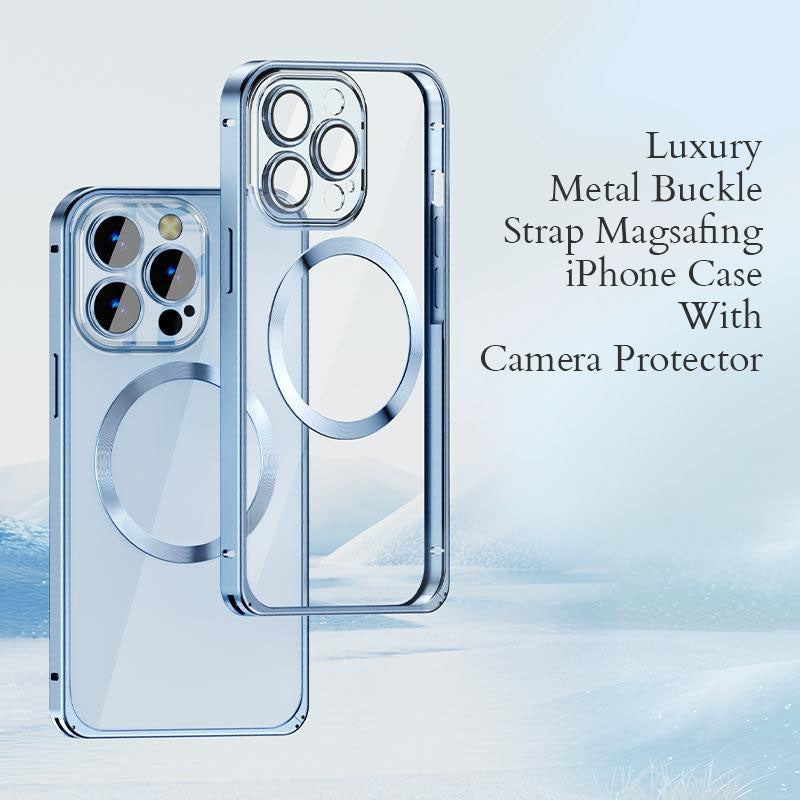 Luxury Metal Buckle Strap Magsafing iPhone Case With Camera Protector