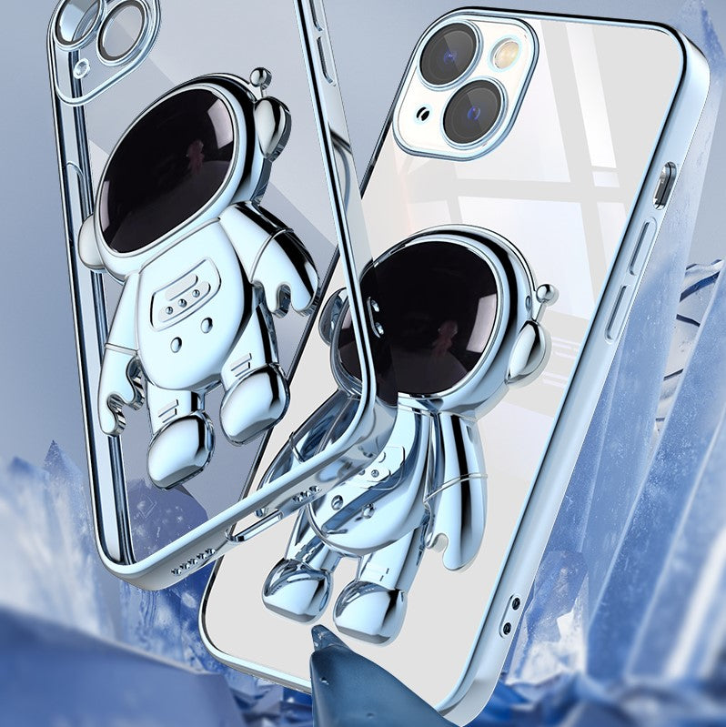 Astronaut Kickstand Transparent iPhone Case With Camera Protector