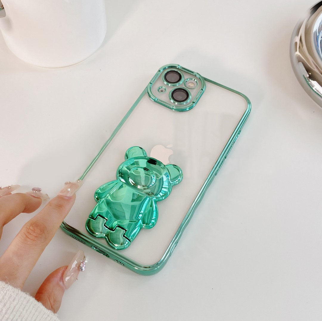 Cute Bear Kickstand iPhone Case With Camera Protector