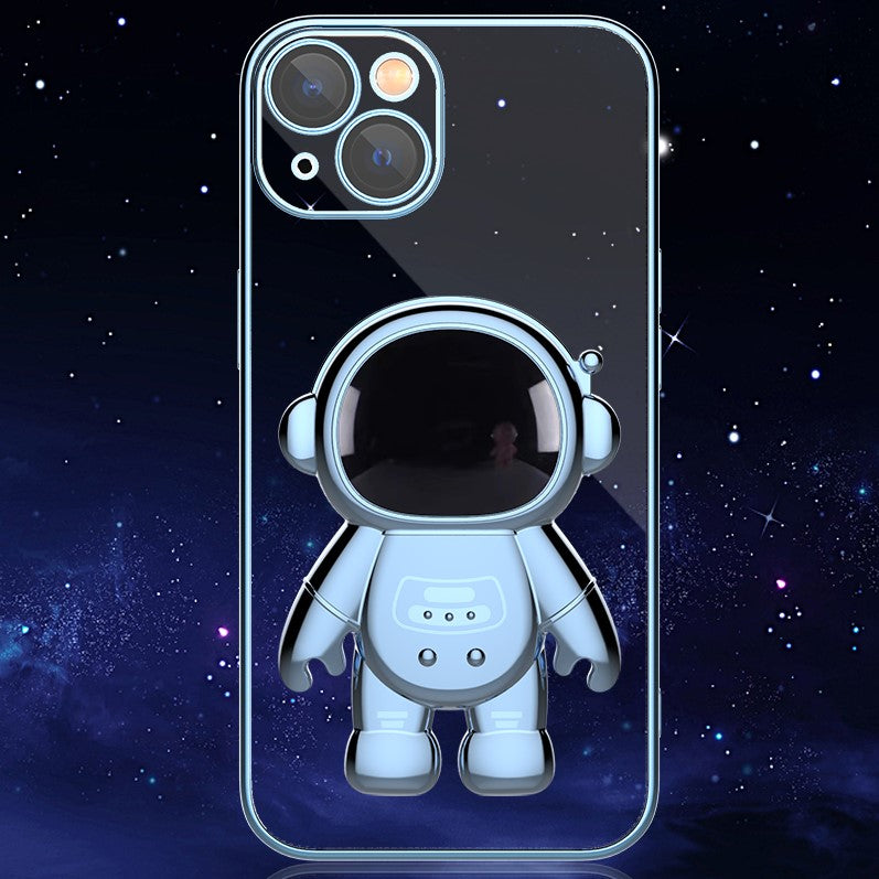 Astronaut Kickstand Transparent iPhone Case With Camera Protector
