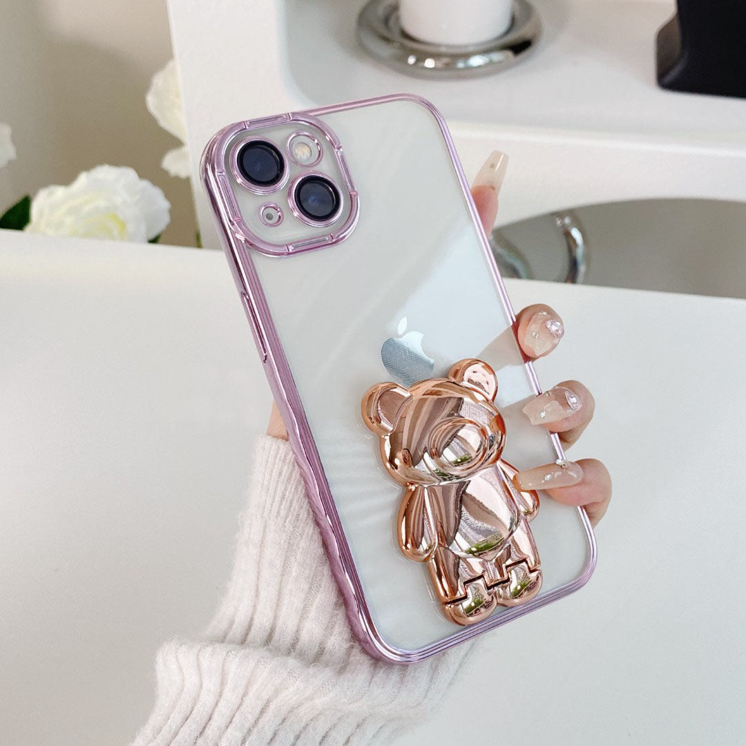 Cute Bear Kickstand iPhone Case With Camera Protector