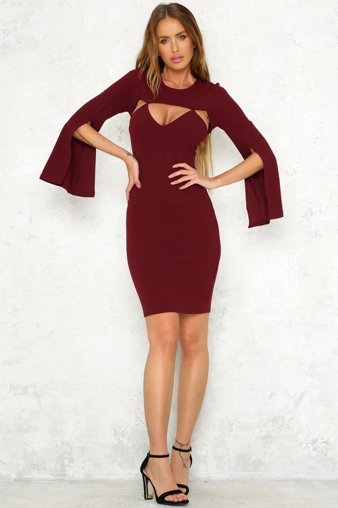 Reptilia Midi Dress Burgundy