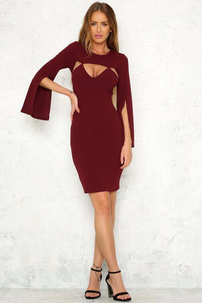 Reptilia Midi Dress Burgundy